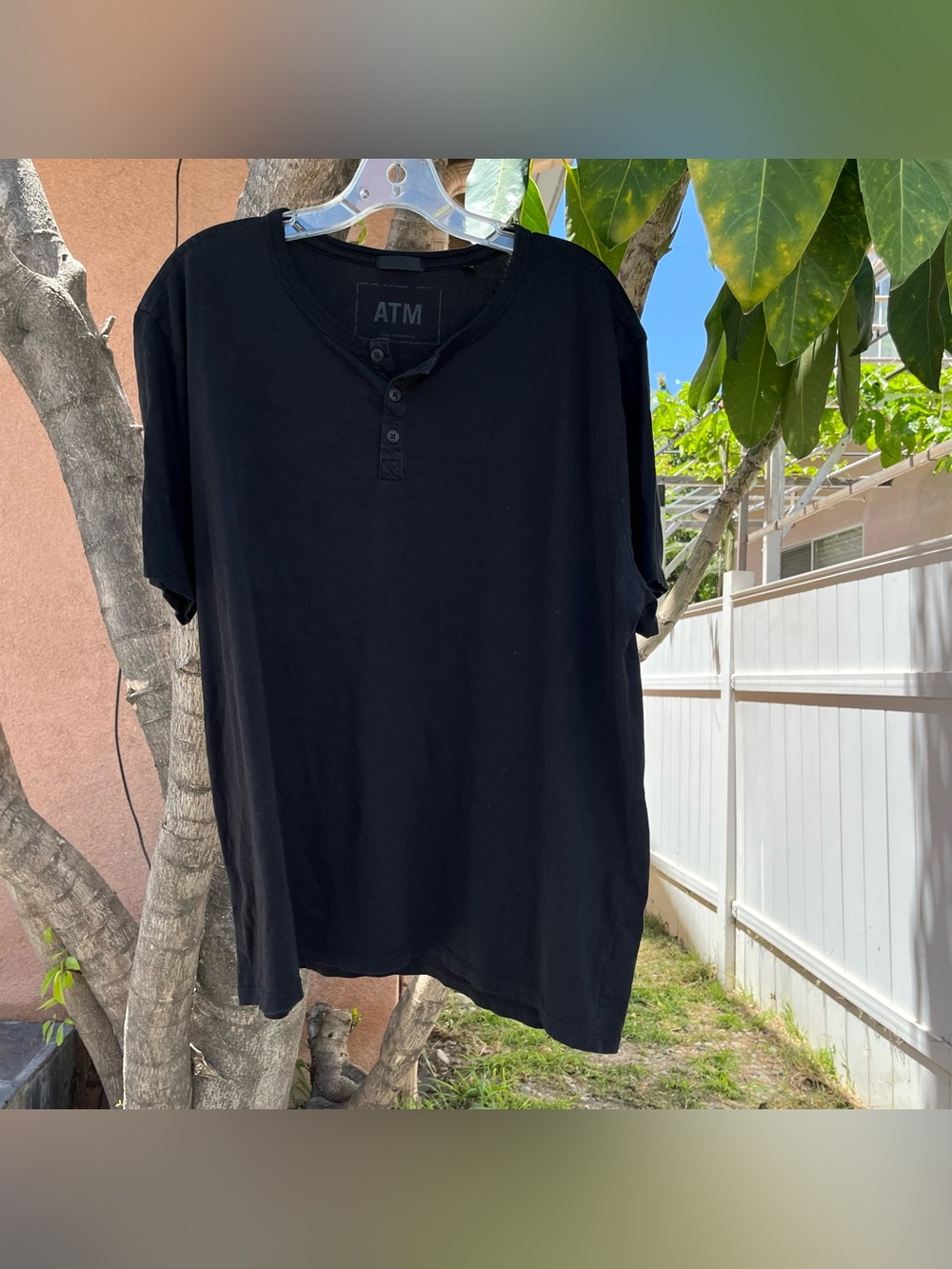 ATM Anthony Thomas Melillo Black T-Shirt with 3 Buttons !